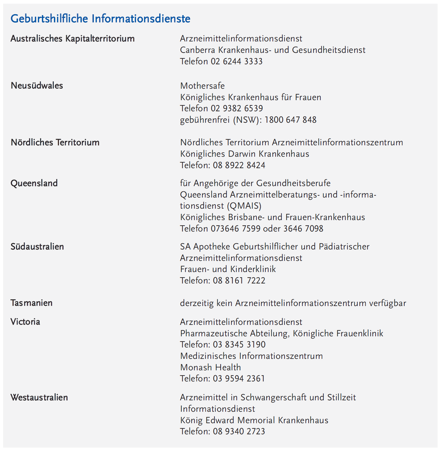 Geburtshilfliche Informationsdienste