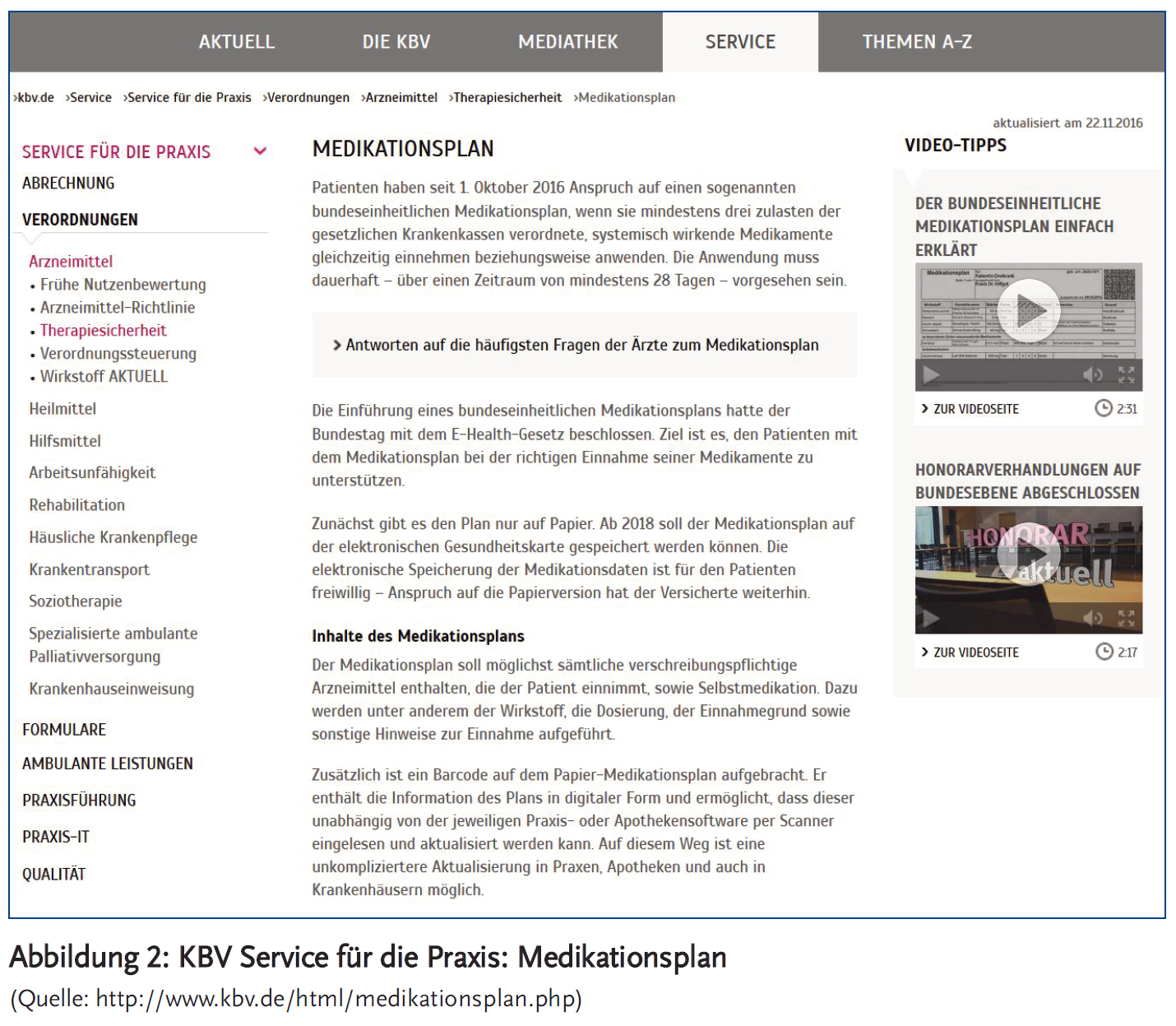 Abbildung 2: KBV Service für die Praxis: Medikationsplan