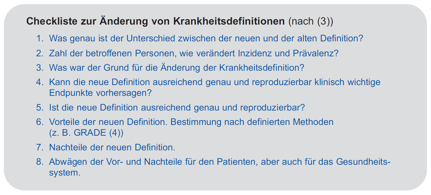 Checkliste zur Änderung von Krankheitsdefinitionen (nach (3))