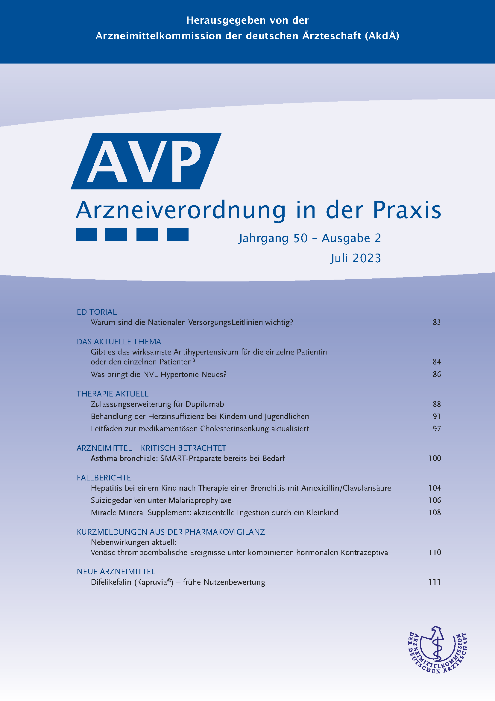 Arzneiverordnung in der Praxis (AVP) - Arzneimittelkommission der deutschen Ärzteschaft